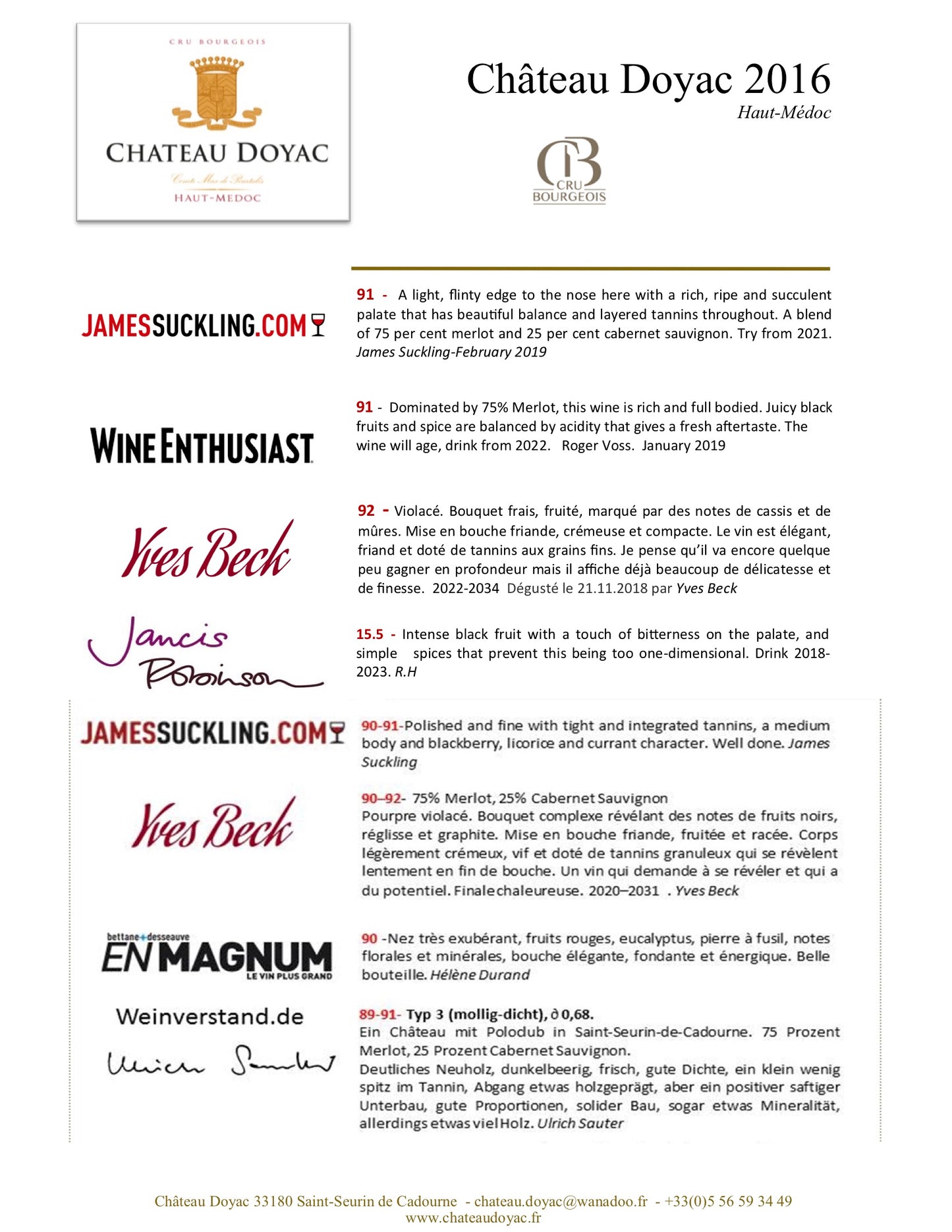 Château Doyac 2016 Magnum